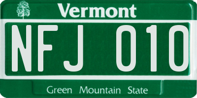 VT license plate NFJ010