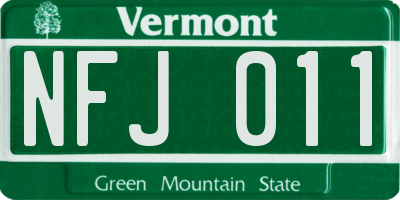 VT license plate NFJ011