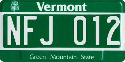 VT license plate NFJ012