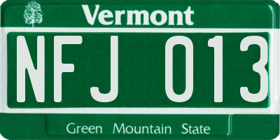 VT license plate NFJ013