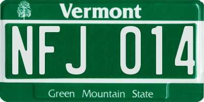 VT license plate NFJ014
