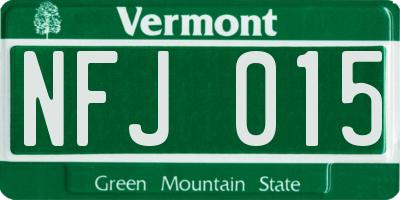 VT license plate NFJ015