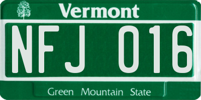 VT license plate NFJ016