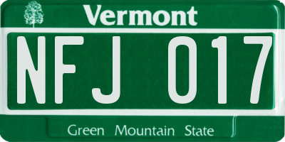 VT license plate NFJ017