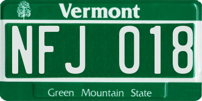 VT license plate NFJ018
