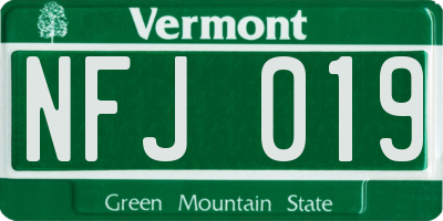 VT license plate NFJ019