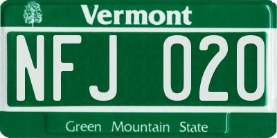 VT license plate NFJ020
