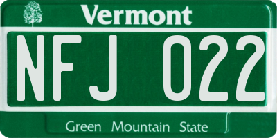 VT license plate NFJ022