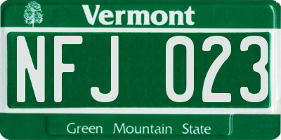 VT license plate NFJ023