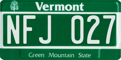 VT license plate NFJ027