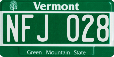 VT license plate NFJ028