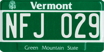 VT license plate NFJ029