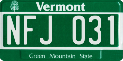 VT license plate NFJ031