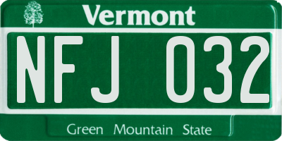 VT license plate NFJ032