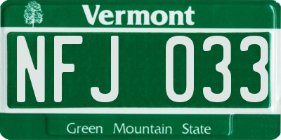 VT license plate NFJ033
