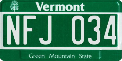 VT license plate NFJ034