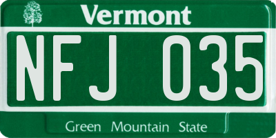 VT license plate NFJ035