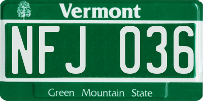 VT license plate NFJ036