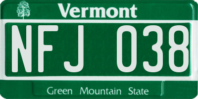 VT license plate NFJ038