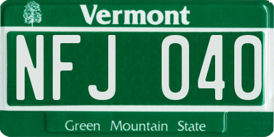 VT license plate NFJ040