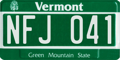 VT license plate NFJ041