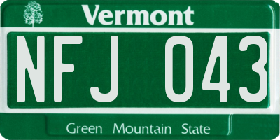 VT license plate NFJ043