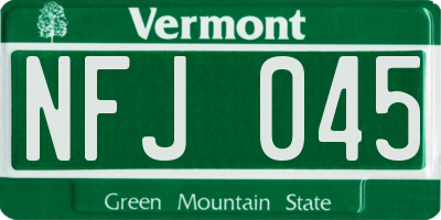 VT license plate NFJ045
