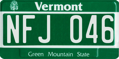 VT license plate NFJ046