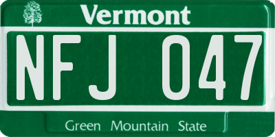 VT license plate NFJ047