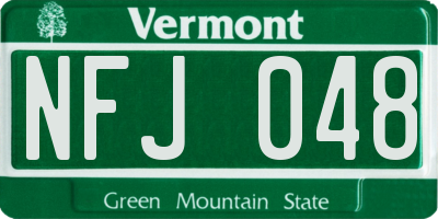VT license plate NFJ048
