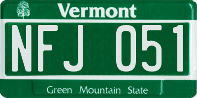 VT license plate NFJ051