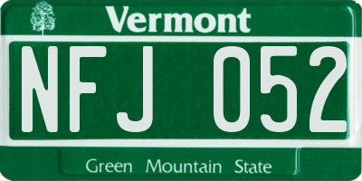 VT license plate NFJ052