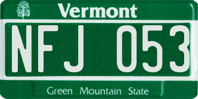 VT license plate NFJ053
