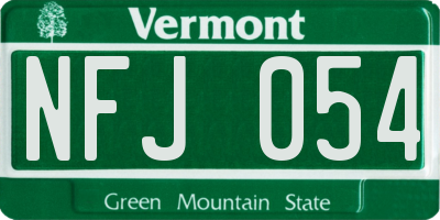 VT license plate NFJ054