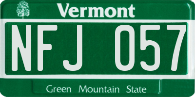 VT license plate NFJ057