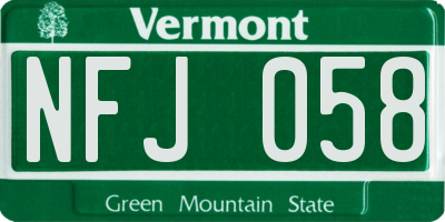 VT license plate NFJ058