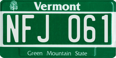 VT license plate NFJ061