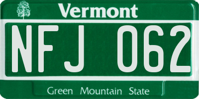 VT license plate NFJ062