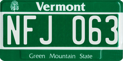 VT license plate NFJ063