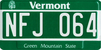 VT license plate NFJ064