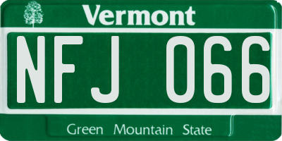 VT license plate NFJ066