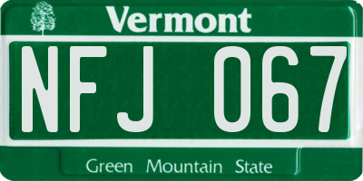 VT license plate NFJ067
