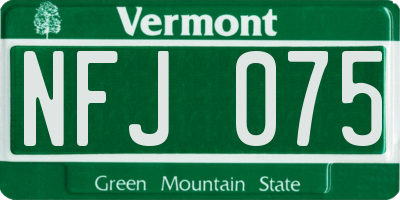 VT license plate NFJ075