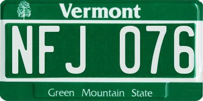 VT license plate NFJ076
