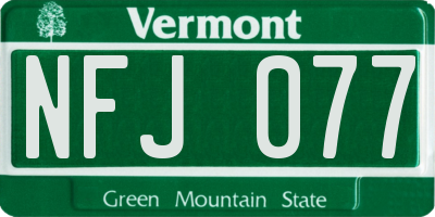 VT license plate NFJ077