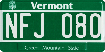 VT license plate NFJ080
