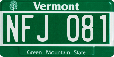 VT license plate NFJ081