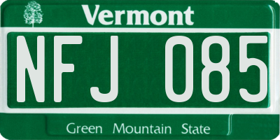 VT license plate NFJ085