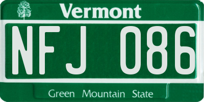 VT license plate NFJ086