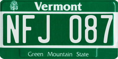 VT license plate NFJ087